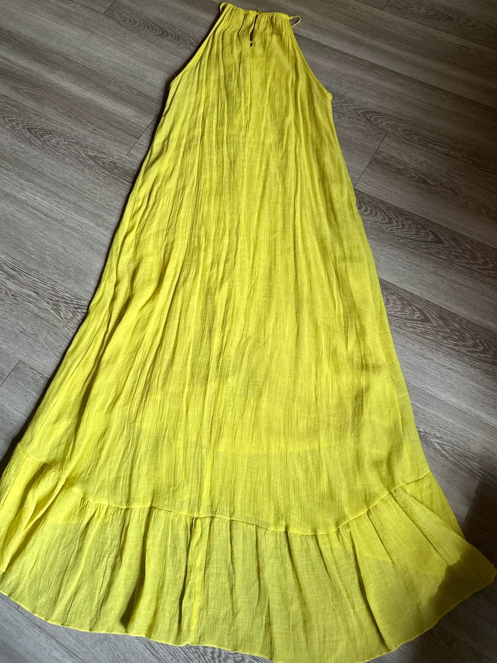 Mlle Gabrielle Lemon Yellow Maxi Skirt with Ruffle Hem
